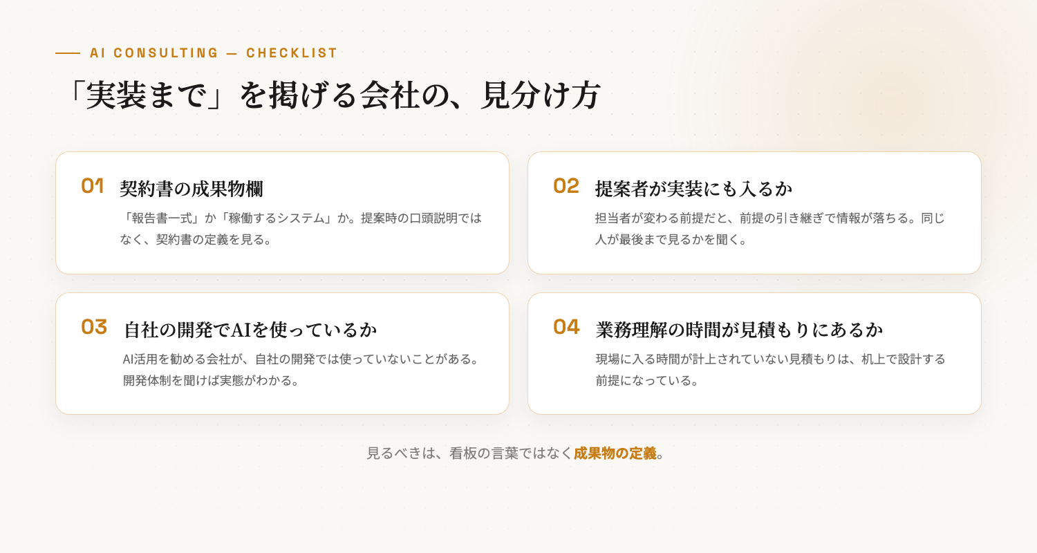 見るべきは看板の言葉ではなく、成果物の定義。